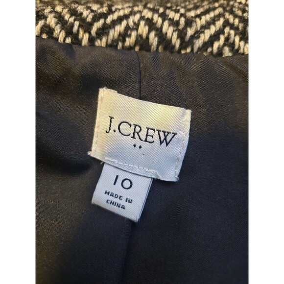 J. Crew Houndstooth Wool Blend Lined Classic Mock Neck Coat Size 10 - Picture 11 of 14